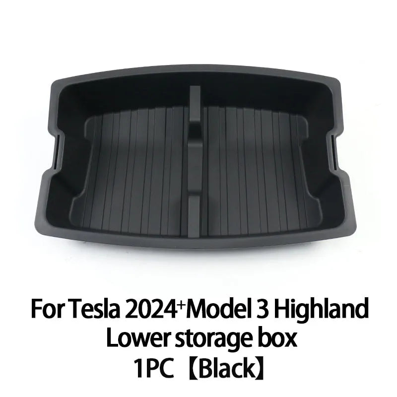 For Tesla New Model 3 Highland 2024 Trunk Storage Box Double-Layer Rear Trunk Organizer Tray Parts Car Rear Trunk Accessories