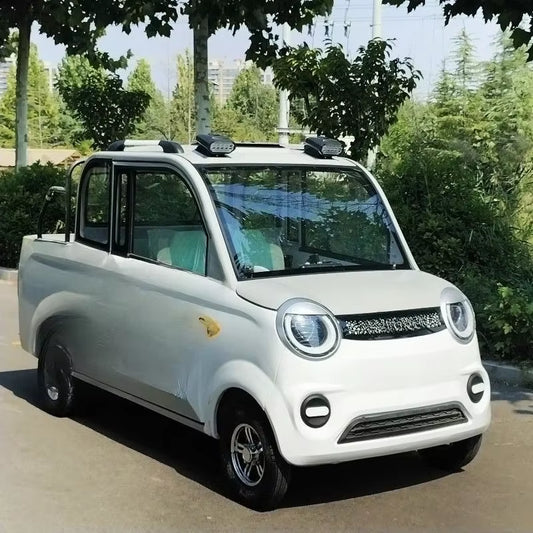 Closed Four-Wheel Electric Vehicle Pickup Truck Pulling Truck Household Electric Vehicle Passenger and Cargo Dual-Purpose