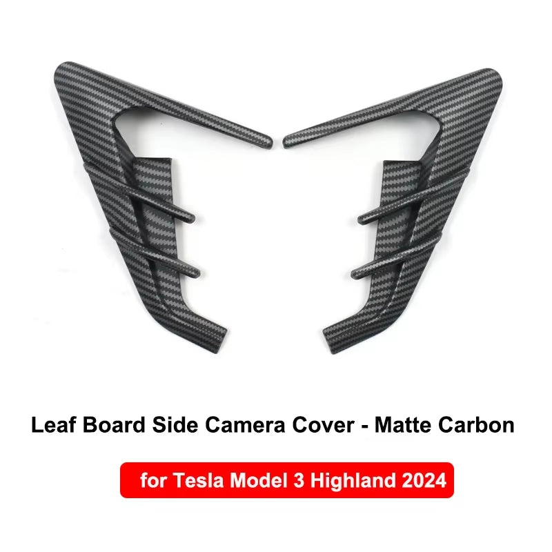 For Tesla Model 3 Highland 2024 Side Camera Protector Cover Leaf Board Tdhunder Model Y 2025 Decor Modified Exterior Accessories
