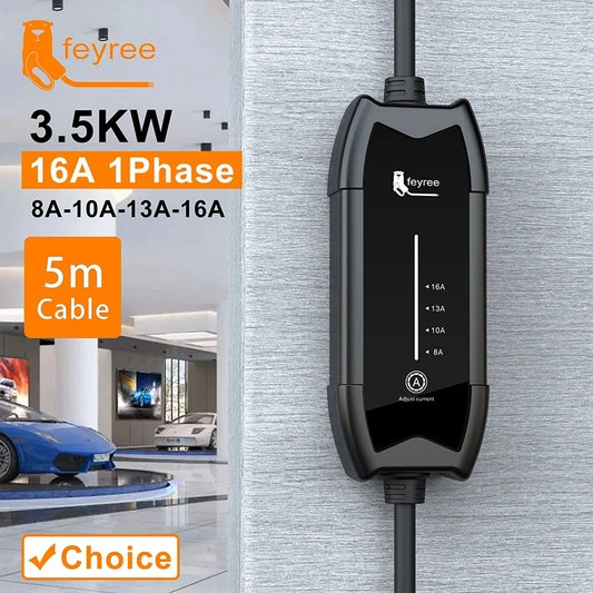 EV Portable Charger Type2 / GB/T Plug Connector 16A 1Phase 3.5KW Type1 5M Wallbox Charging Station for Electric Vehicle