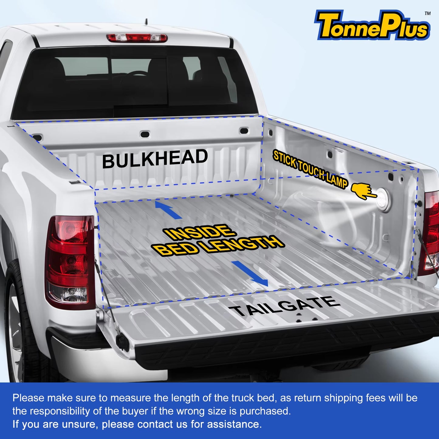 Tonneplus Soft Roll-Up Tonneau Cover Truck Bed Covers for 2015-2023 F150 6.5FT Bed W/ Lamp Vinyl ; Lightning | 6.5' (78.9") Bed