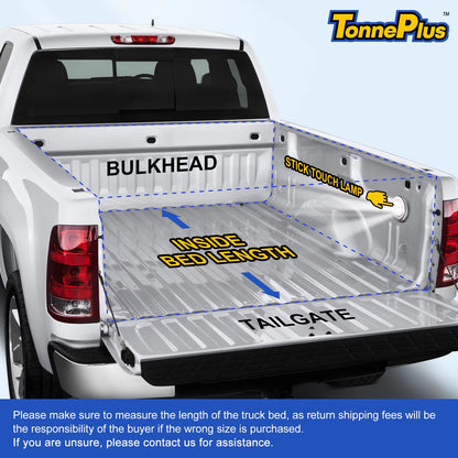 Tonneplus Soft Roll-Up Tonneau Cover Truck Bed Covers for 2015-2023 F150 6.5FT Bed W/ Lamp Vinyl ; Lightning | 6.5' (78.9") Bed