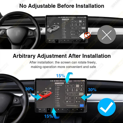 Screen Rotation Bracket for Tesla 2017-2023 Model 3 2019-2024 Model Y for 2024 Model 3 Highland Swivel Mount GPS Navigation