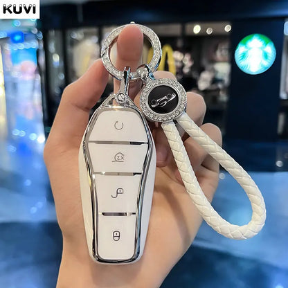 4 Button TPU Car Remote Key Case Cover Shell Fob for BYD Atto 3 Han EV Dolphin Remote Control Protect Keychain Auto Accessories