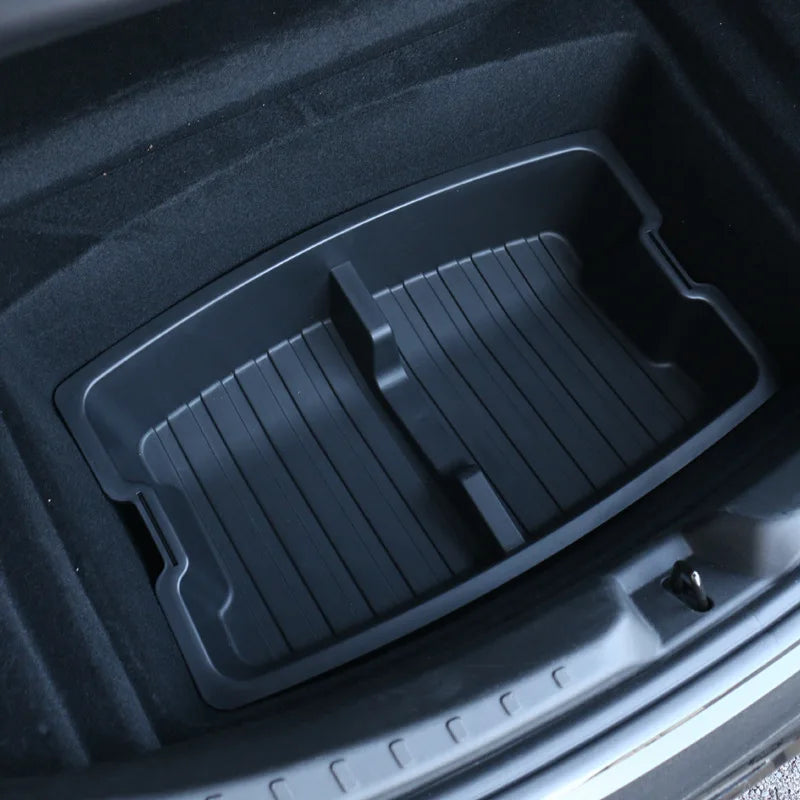 For Tesla New Model 3 Highland 2024 Trunk Storage Box Double-Layer Rear Trunk Organizer Tray Parts Car Rear Trunk Accessories