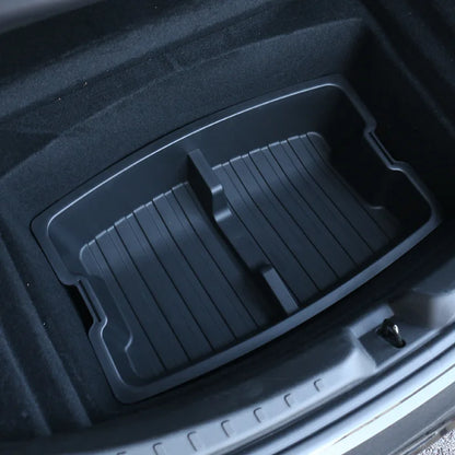 For Tesla New Model 3 Highland 2024 Trunk Storage Box Double-Layer Rear Trunk Organizer Tray Parts Car Rear Trunk Accessories