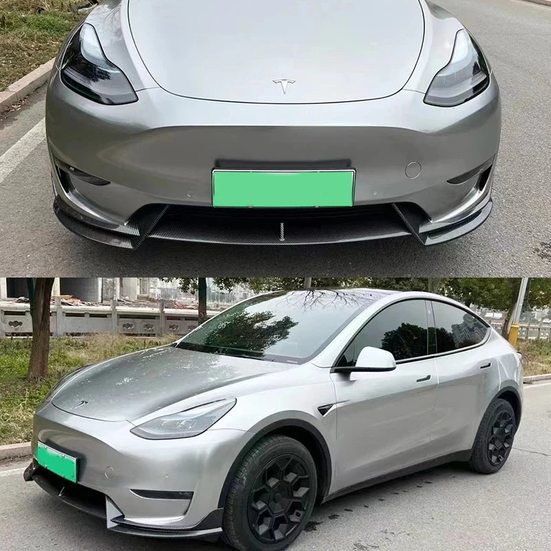 For Tesla Model 3 Y 2017-2023 Front Lip AD Body Kit Glossy Black Sport Bumper Spoiler Model 3 Model Y Auto Accessories