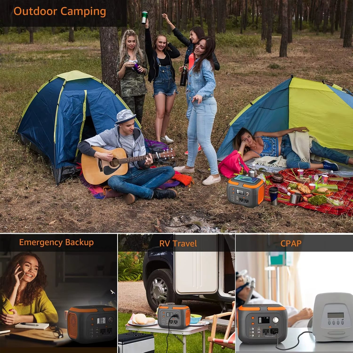 300W Portable Power Station 260Wh/70000Mah Outdoor Solar Generator 110V Outlet Solar Power Banks Camping Power Supply for Laptop