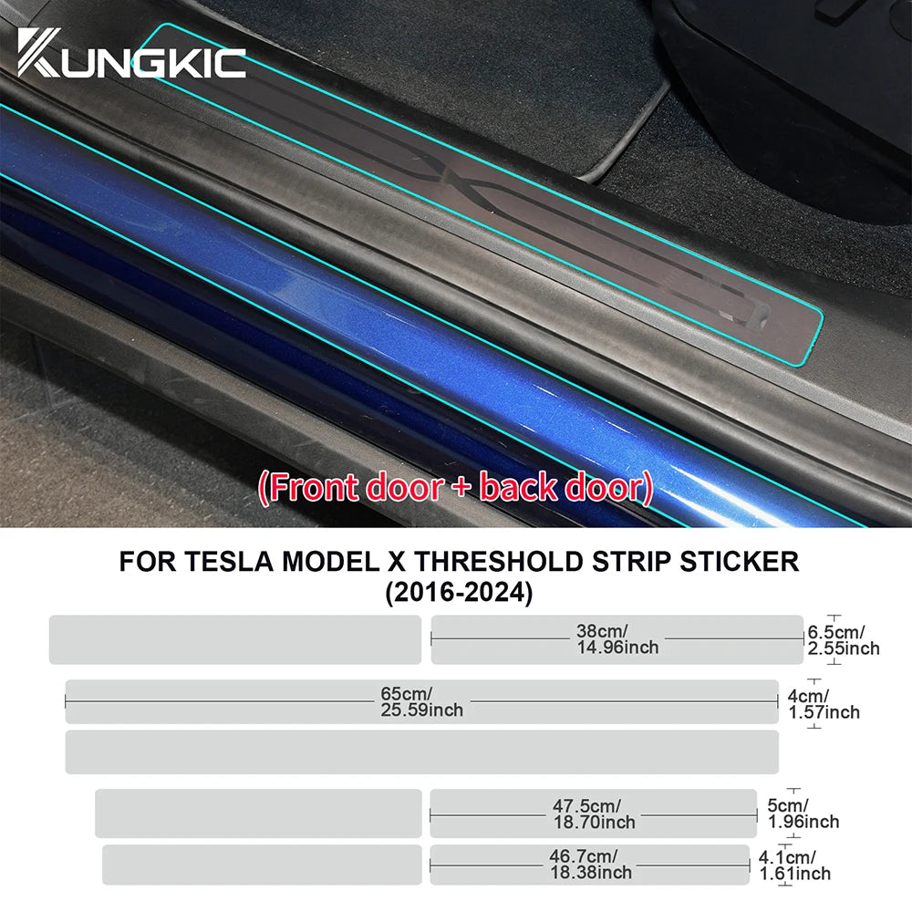 for Tesla Model X 2016-2024 Car Door Sills Protective Handle Sticker Precut Paint Protection Film TPU PPF 8.5Mil Decal