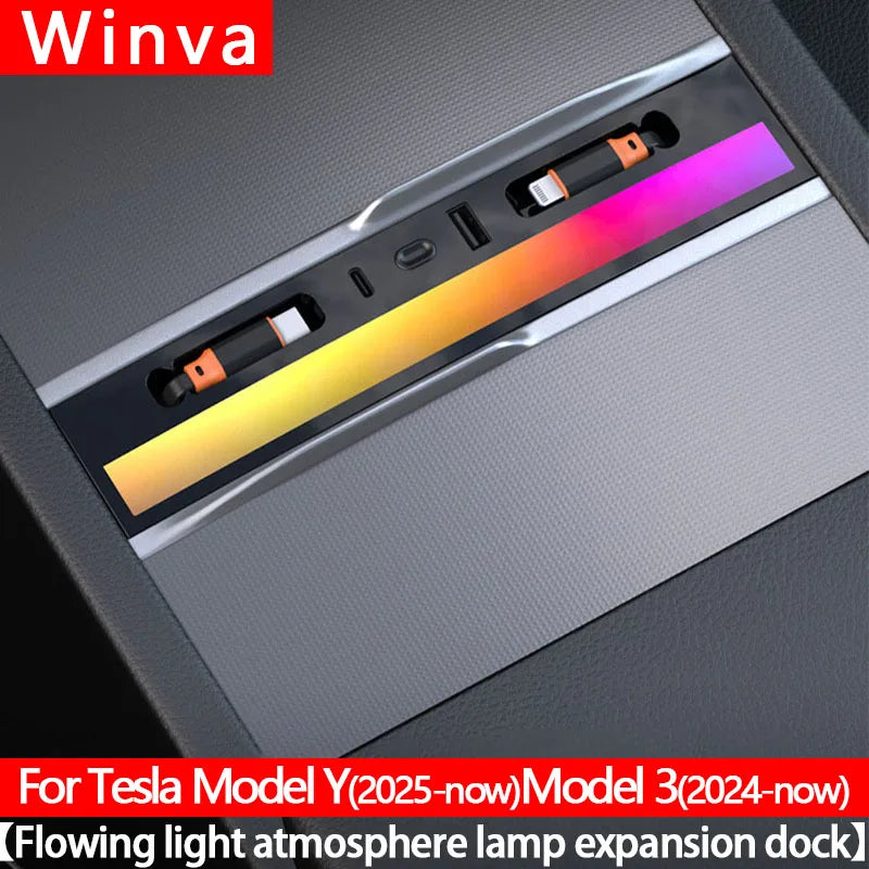 For Tesla Model Y Juniper 2025+ & Model 3 Highland 2024+ Docking Station Quick Charger Shunt Hub for Central Control Splitter