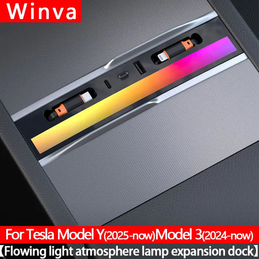 For Tesla Model Y Juniper 2025+ & Model 3 Highland 2024+ Docking Station Quick Charger Shunt Hub for Central Control Splitter