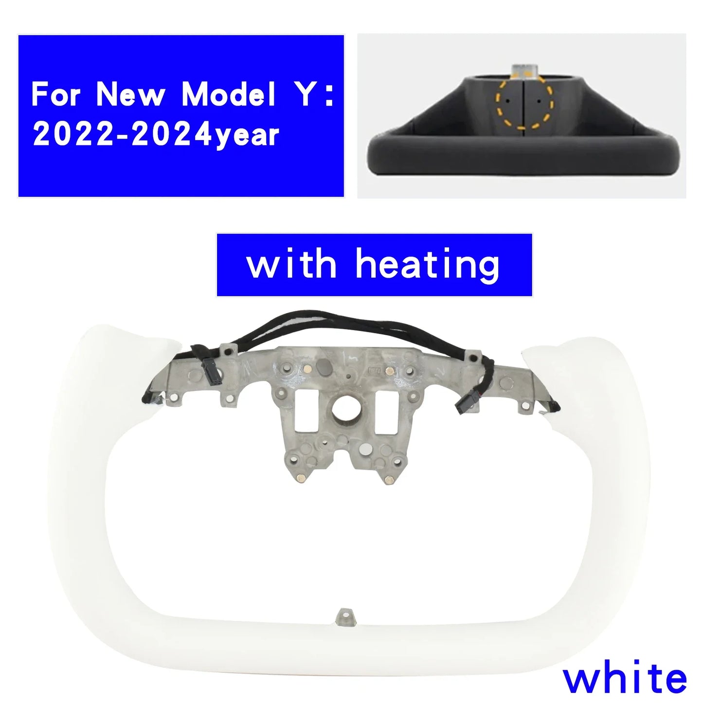For Yoke Tesla Model 3 Model Y Universal Sports Steering Wheel Carbon Fiber Classic White Accessories Leather Steering Handle