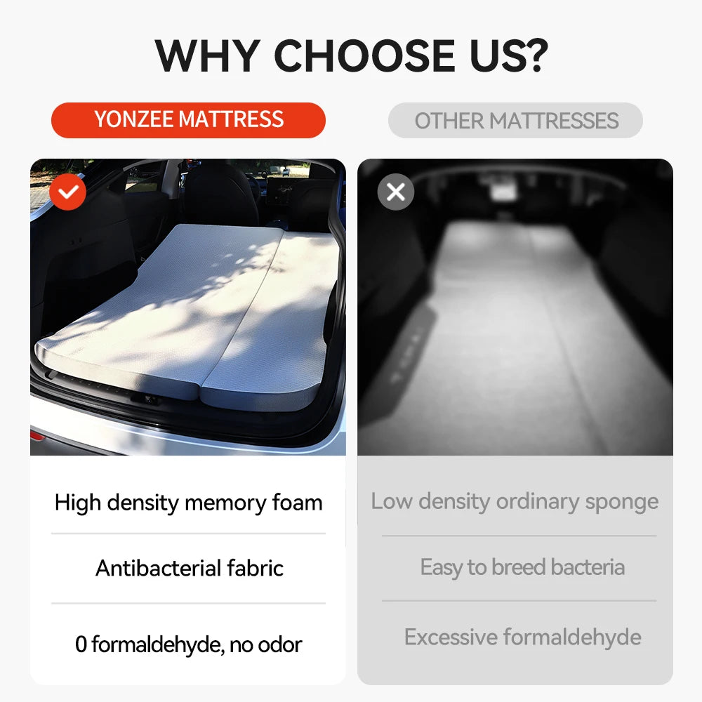 YZ for Tesla Model Y 2021-2025 Camping Mattress Memory Sponge Mattress Travel Bed Portable in Car Sleeping Outdoor Camping