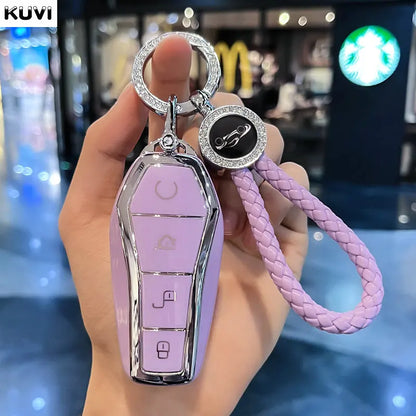 4 Button TPU Car Remote Key Case Cover Shell Fob for BYD Atto 3 Han EV Dolphin Remote Control Protect Keychain Auto Accessories