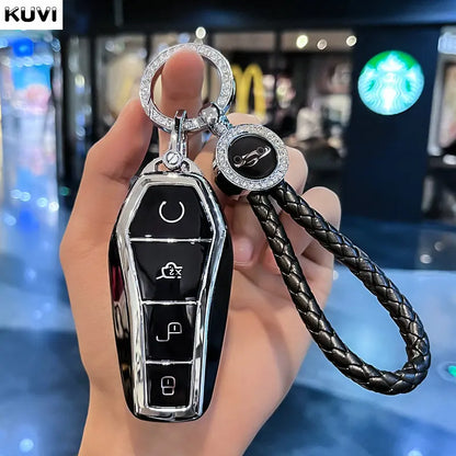 4 Button TPU Car Remote Key Case Cover Shell Fob for BYD Atto 3 Han EV Dolphin Remote Control Protect Keychain Auto Accessories