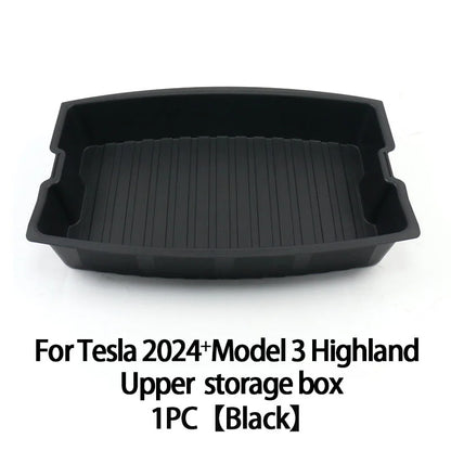For Tesla New Model 3 Highland 2024 Trunk Storage Box Double-Layer Rear Trunk Organizer Tray Parts Car Rear Trunk Accessories