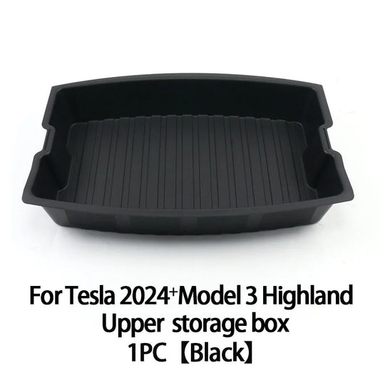 For Tesla New Model 3 Highland 2024 Trunk Storage Box Double-Layer Rear Trunk Organizer Tray Parts Car Rear Trunk Accessories