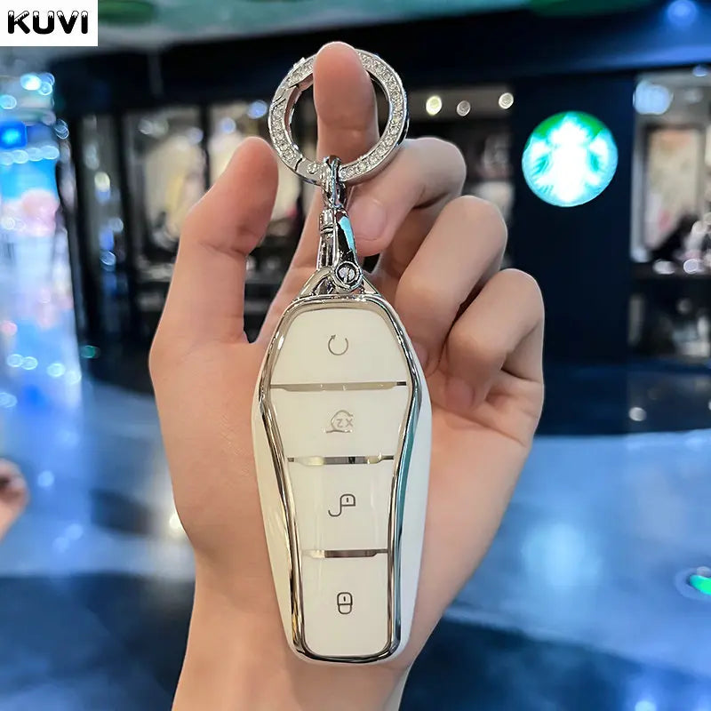 4 Button TPU Car Remote Key Case Cover Shell Fob for BYD Atto 3 Han EV Dolphin Remote Control Protect Keychain Auto Accessories