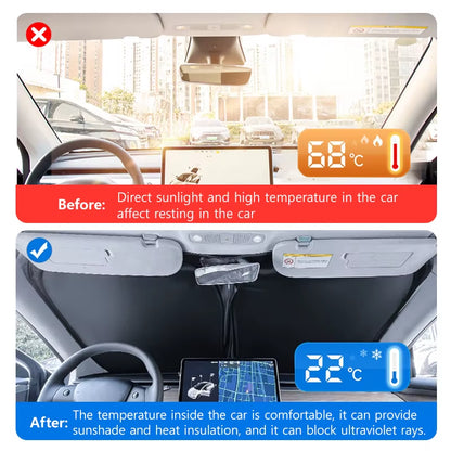 Novaacc Windshield Sunshade for Tesla Model 3 Highland Model Y 2016-2024 Sun Shield Heat UV Protection Visor Accessories