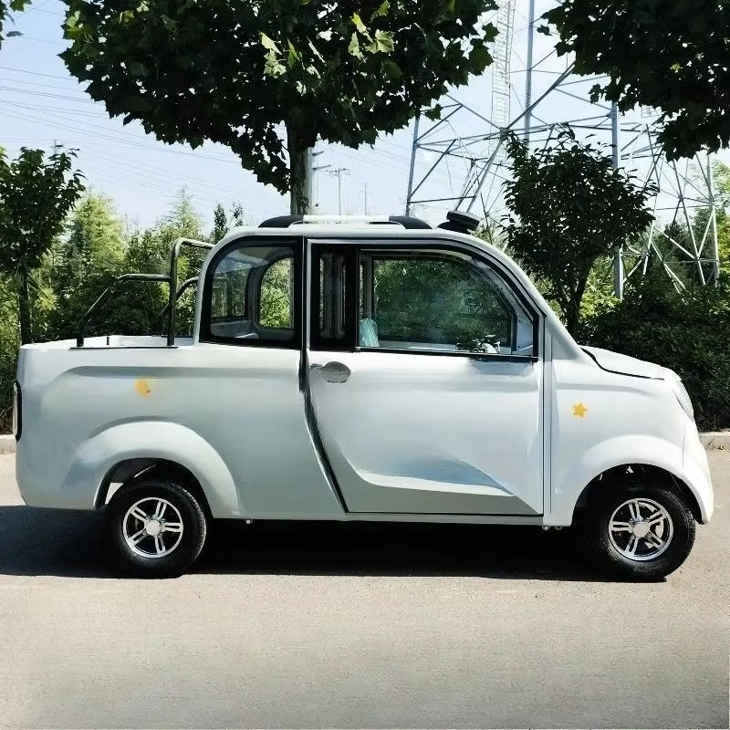 Closed Four-Wheel Electric Vehicle Pickup Truck Pulling Truck Household Electric Vehicle Passenger and Cargo Dual-Purpose