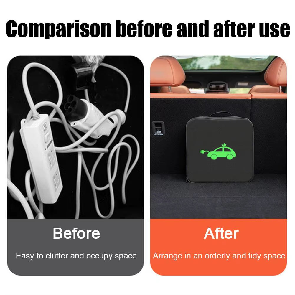 EV Cable Organizer Bag Electric Car Charger Box Charging Organizer Jumper Cable Bag Electric Vehicle Charging Cable Case