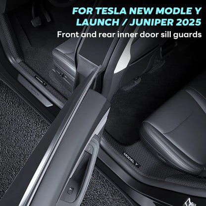 For Tesla New Model Y Launch Juniper 2025 ABS Front Rear Door Sill Protector Threshold Strip Anti-Kick Guard Panel Waterproof