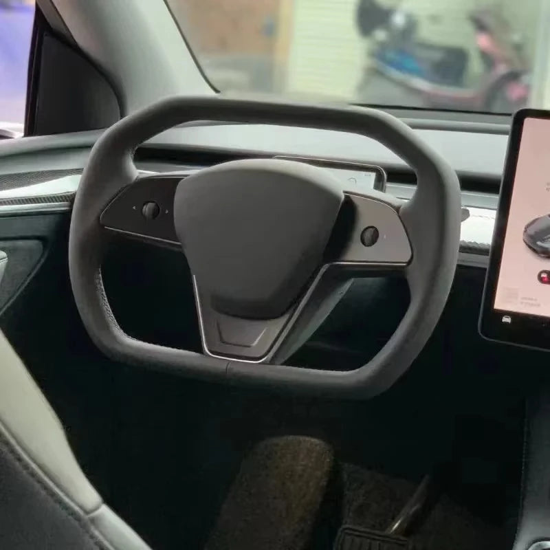For Tesla Model 3 Y Heating Racing Sport Yoke Steering Wheel Cybertruck Style Nappa Car Accessories Leather Steering Handle