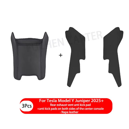 For Tesla Modely Juniper 2025+ Leather Side Defense Anti-Kick Pad Center Control Anti-Dirty Pad Protective Cover Car Accessories