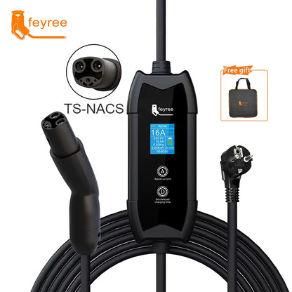EV Charger Portable 3.5Kw TS-NACS Charger Plug 1.8" LCD Screen with Set Delay Schedule Charging Station for Tesla Cars