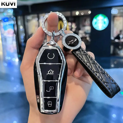 4 Button TPU Car Remote Key Case Cover Shell Fob for BYD Atto 3 Han EV Dolphin Remote Control Protect Keychain Auto Accessories