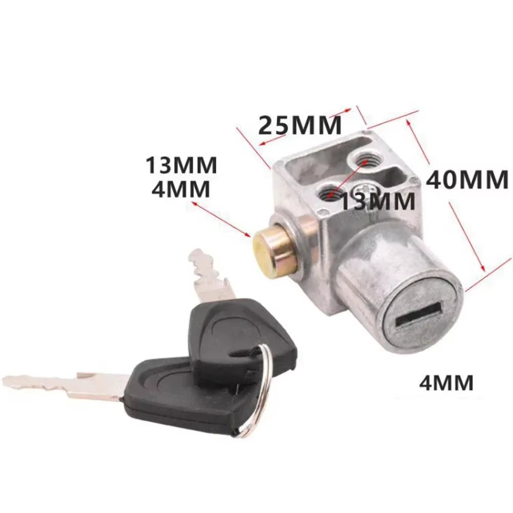 2Pcs Electric Vehicle Battery Lock Electric Bike E-Bike Battery Saddle Tube Lock Key Anti-Theft Lock Alluminum Bicycle Lock