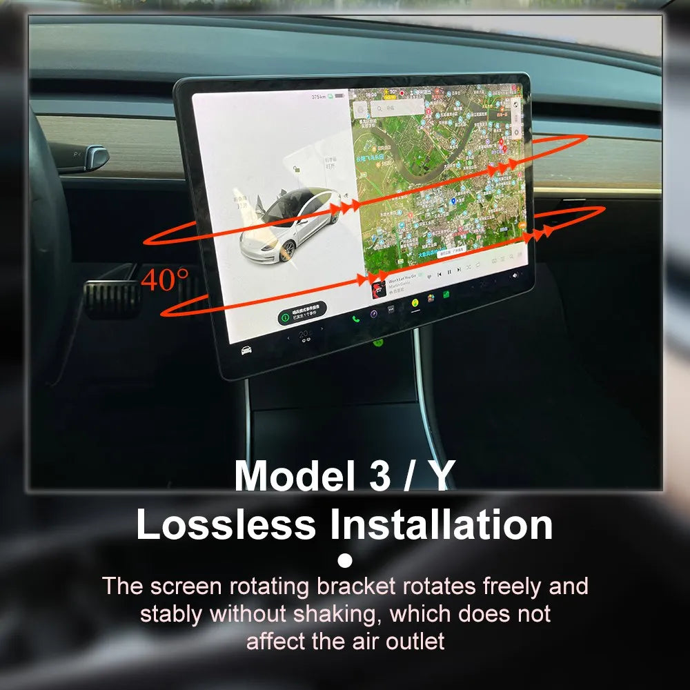 Screen Swivel Tilt Mount for Tesla Model 3 Model Y Center Console Navigation Screen Rotating Holder Bracket Interior Accessories