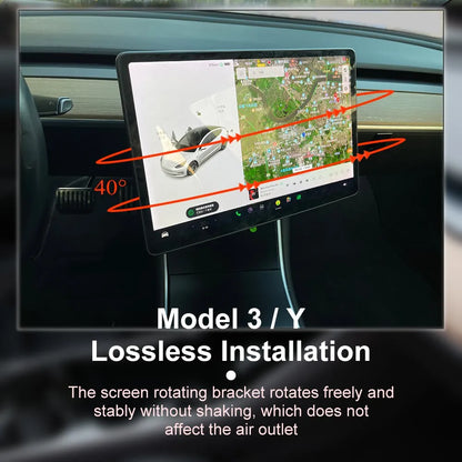 Screen Swivel Tilt Mount for Tesla Model 3 Model Y Center Console Navigation Screen Rotating Holder Bracket Interior Accessories