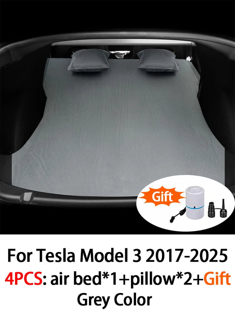 Inflatable Air Mattress for Tesla Model Y & Model 3 2017-2025 Outdoor Camping Inflatable Special Suede Fabric Car Travel Bed