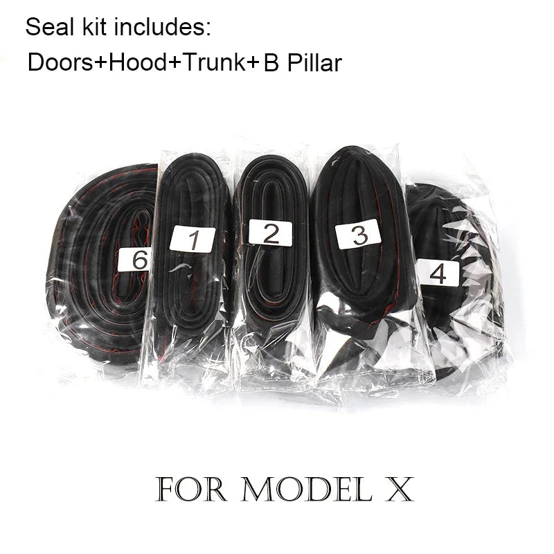 For Tesla 2017-2025 Model Y Juniper X S 3 Highland Door Seal Kit Soundproof Rubber Weather Strip Wind Noise Reduction Kit