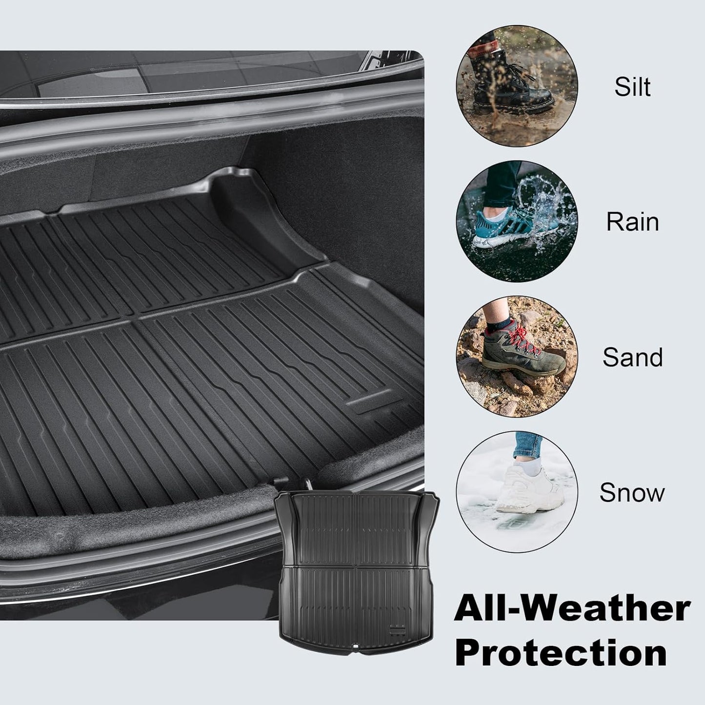 Trunk Mat for Tesla Model 3 2026, All Weather Durable TPE Trunk Protector,Waterproof Rear Cargo Liner for New Tesla Model 3 Highland Accessories 2024-2026