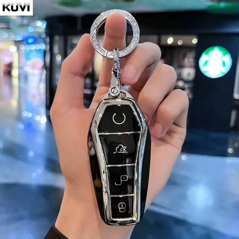 4 Button TPU Car Remote Key Case Cover Shell Fob for BYD Atto 3 Han EV Dolphin Remote Control Protect Keychain Auto Accessories