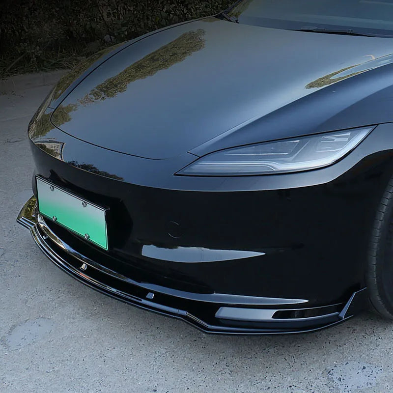 For Tesla Model 3 Highland 2024 2025Black Front Bumper Lip Chin Diffuser Body Kit Spoiler Deflector Tuning Accessories Modified