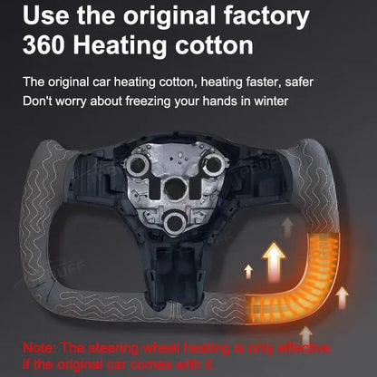 For Yoke Tesla Model 3 Model Y Universal Sports Steering Wheel Carbon Fiber Classic White Accessories Leather Steering Handle