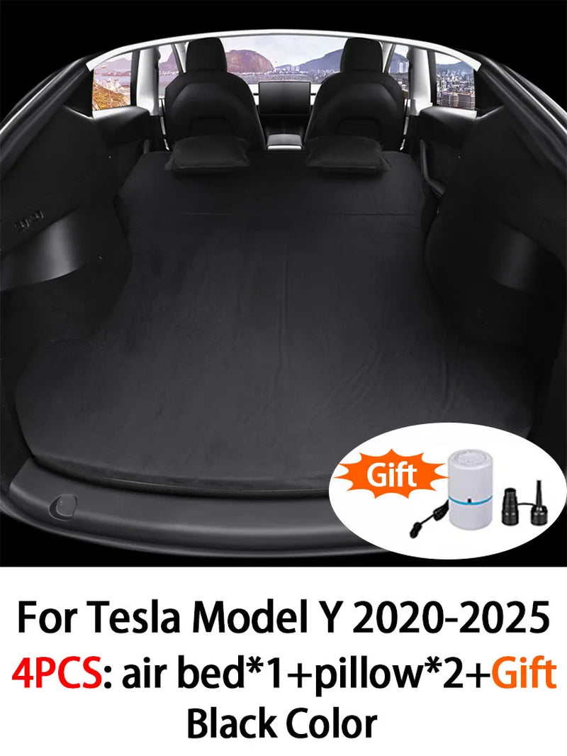 Inflatable Air Mattress for Tesla Model Y & Model 3 2017-2025 Outdoor Camping Inflatable Special Suede Fabric Car Travel Bed