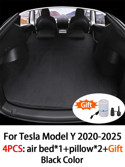 Inflatable Air Mattress for Tesla Model Y & Model 3 2017-2025 Outdoor Camping Inflatable Special Suede Fabric Car Travel Bed