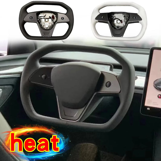 For Tesla Model 3 Y Heating Racing Sport Yoke Steering Wheel Cybertruck Style Nappa Car Accessories Leather Steering Handle