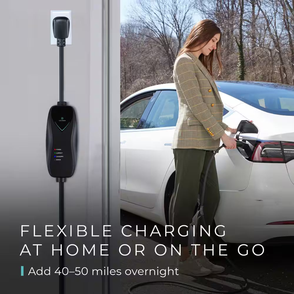 Level 1 Tesla Charger-110V, 15 Amp, NEMA 5-15 Plug, 16 Ft. Extension Cord-Portable Electric Car Charger for Tesla