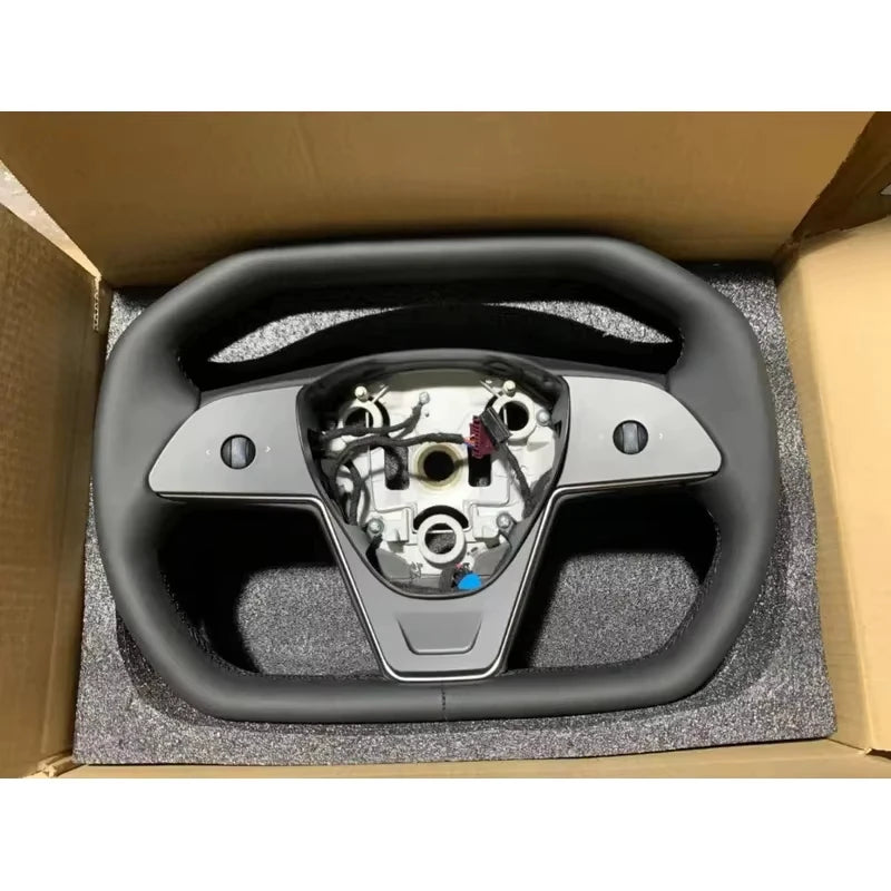 For Tesla Model 3 Y Heating Racing Sport Yoke Steering Wheel Cybertruck Style Nappa Car Accessories Leather Steering Handle