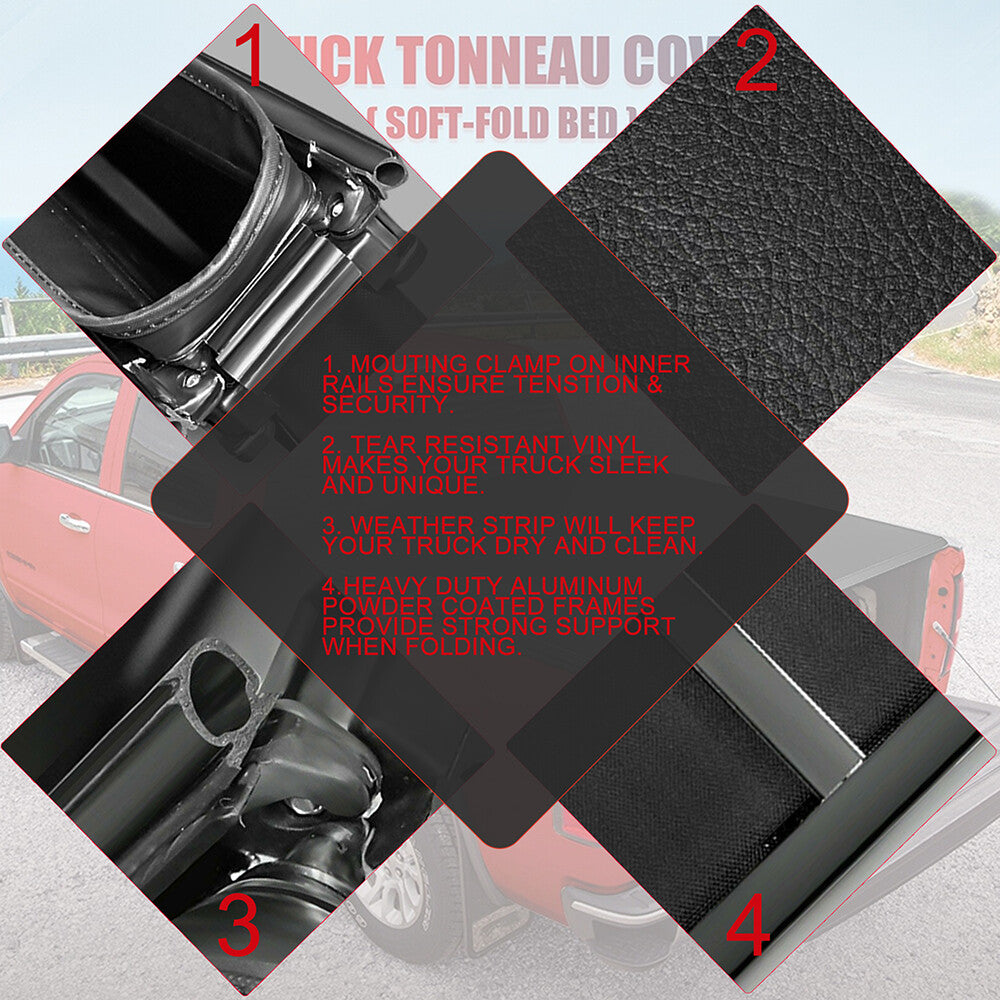 5.5FT 3-Fold Truck Bed Tonneau Cover for 2009-2014 Ford F150 F-150 Waterproof