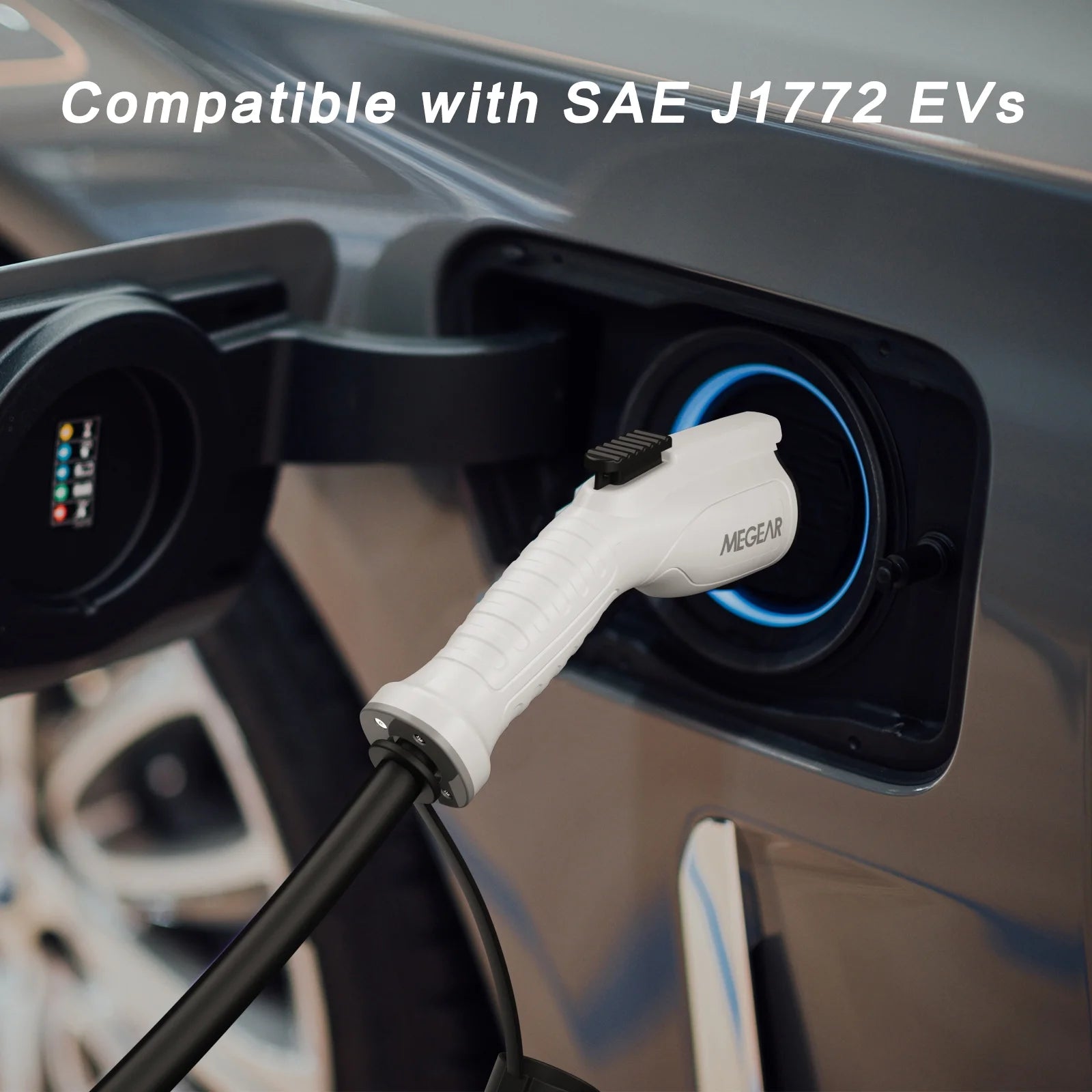 Nivel 1-2 EV Charger 16 Amperios 25 Pies Cable Cargador Eléctrico Portátil Para J1772 Evs Con Conector NEMA 6-20 Y Adaptador NEMA 5-15