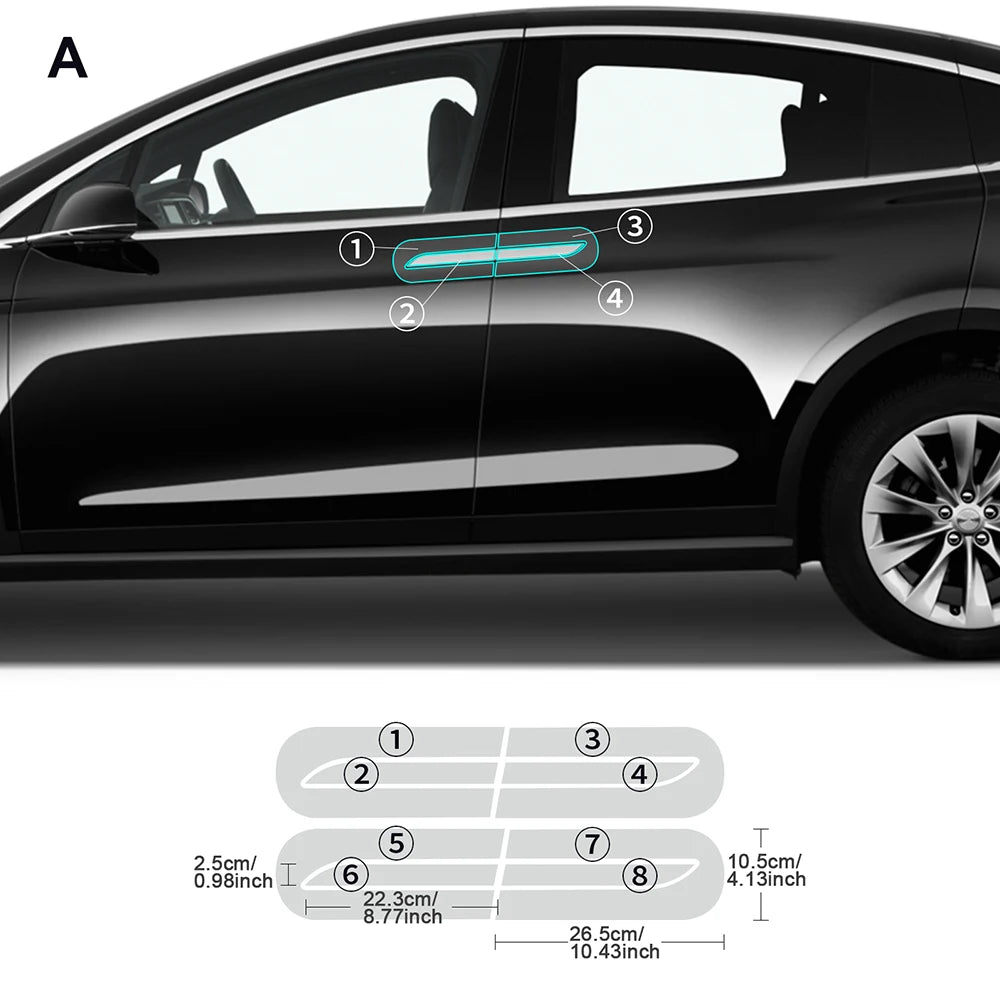for Tesla Model X 2016-2024 Car Door Sills Protective Handle Sticker Precut Paint Protection Film TPU PPF 8.5Mil Decal