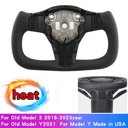 For Yoke Tesla Model 3 Model Y Universal Sports Steering Wheel Carbon Fiber Classic White Accessories Leather Steering Handle