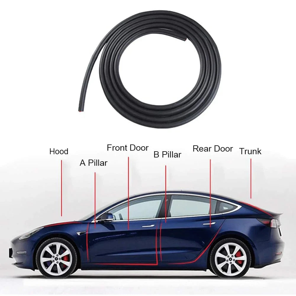 For Tesla 2017-2025 Model Y Juniper X S 3 Highland Door Seal Kit Soundproof Rubber Weather Strip Wind Noise Reduction Kit