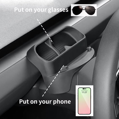 For New Tesla Model Y Juniper 2025 Model 3 Highland Steering Wheel Silicone Mobile Phone Holder Storage Box Sunglasses Stand